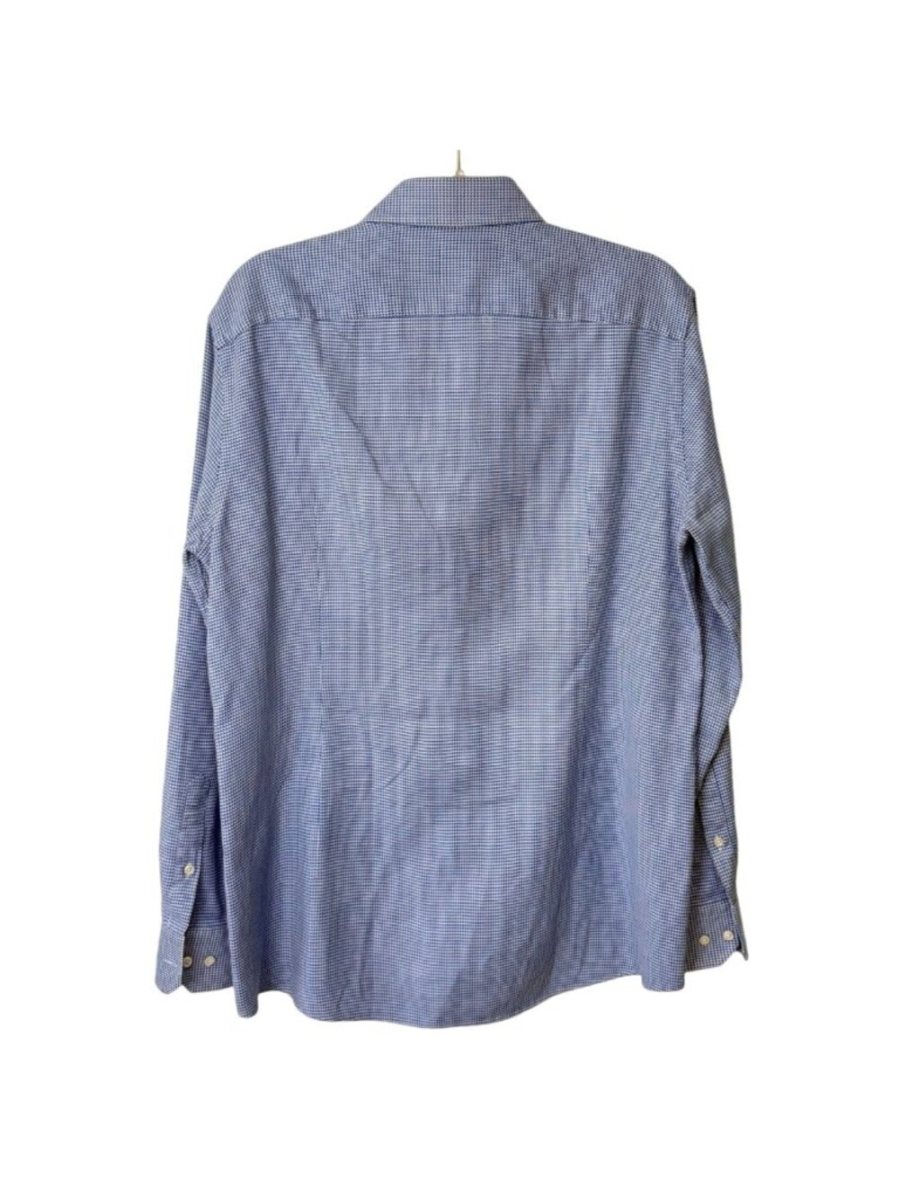 Boss Hugo Boss Mens Size 17 Dress Shirt Tailored Slim Fit Blue Check Italy - Picture 2 of 7